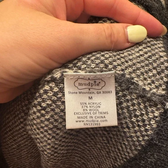 Mudpie Plaid Black and Cream Women's Sweater - Picture 3 of 3